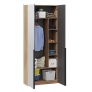 Шкаф для одежды Порто 580 с 1 глухой и 1 зеркальной дверями (Яблоня Беллуно, Графит софт)